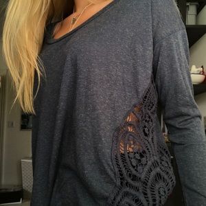 Long sleeve, lace detailed shirt